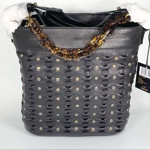 Frye Jade Studded Bucket Leather Black Bag